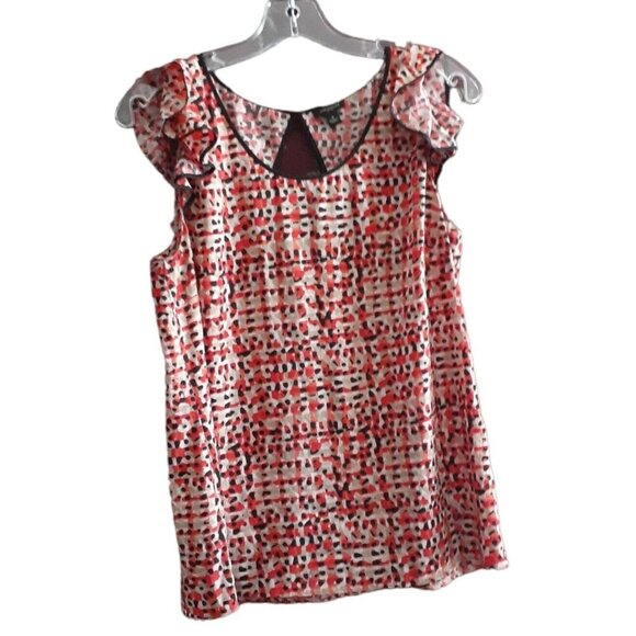 Ann Taylor Top Blouse Flutter Cap Sleeve Cutout Back Spring Summer Top 8 - Picture 11 of 16